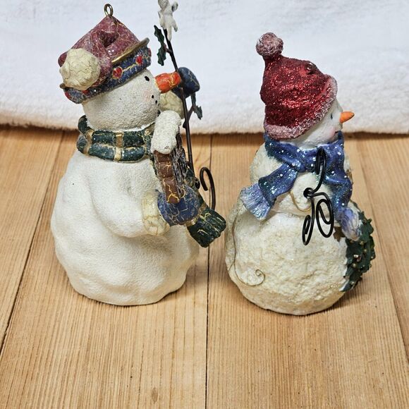 Snowman Pair Figurine Holiday Collection Lot of 2 Metal and Resin Mr & Mrs - Picture 6 of 12